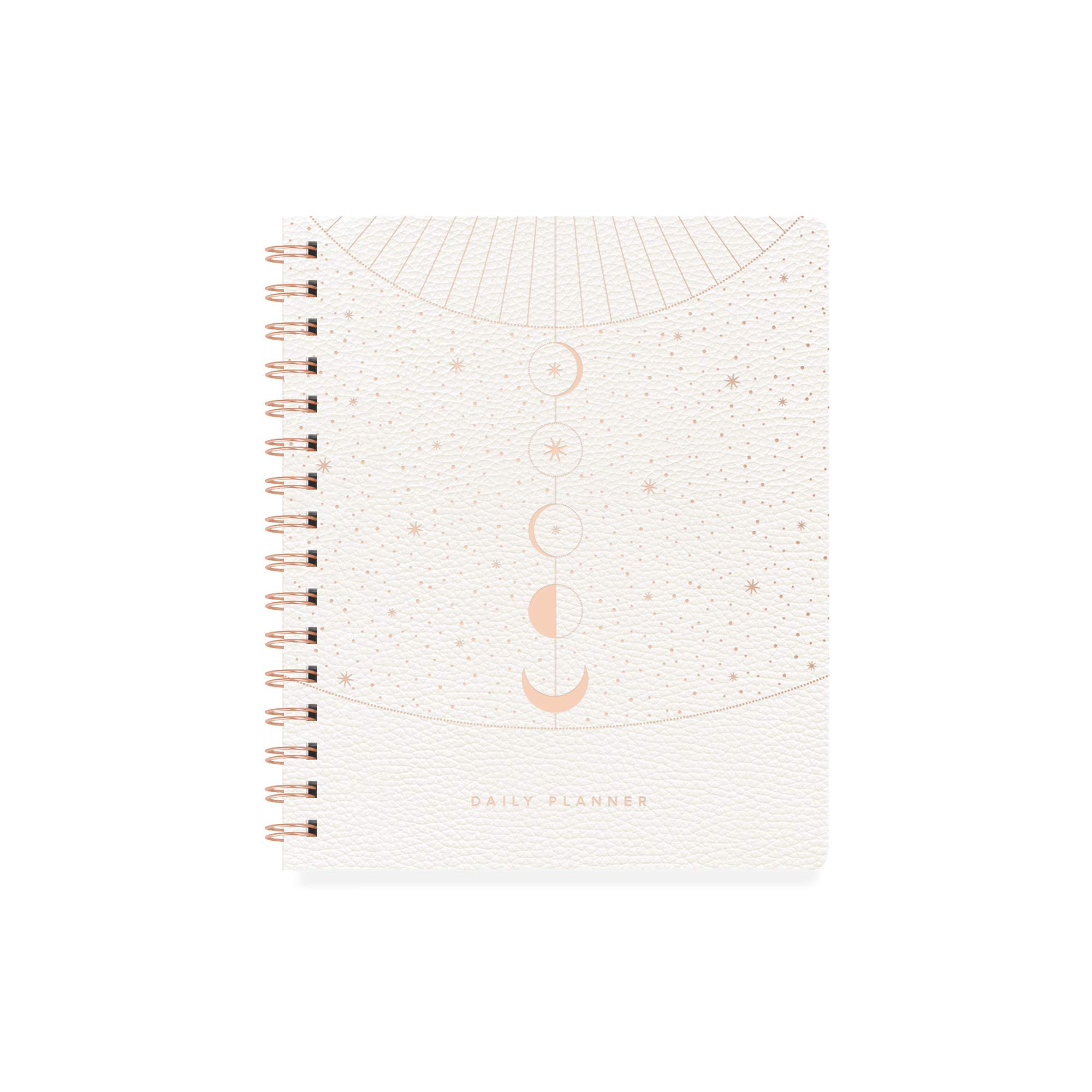 Fringe Studio Non-Dated Daily Planner, Faux Leather Cover, "Moon Phase Dust", 160 Pages, 6" x 7.25" (877006)