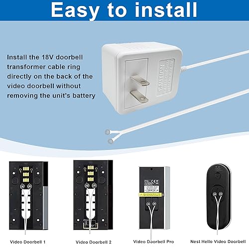 18V500mA Doorbell Transformer Video Doorbell Power Adapter, for Ring  Video Doorbell Pro and Ring Video Doorb