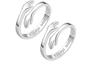 WealSoar Hug Ring For Hope Rings, Inspirational Stainless Steel Engarved Rings, Adjustable Ring for Women, Valentine's Day Gi