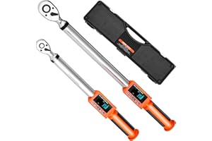 VEVOR Digital Torque Wrench 3/8 1/2 Inch Drive, 0-44.25FT.LB(0-60Nm)/0-162.26FT.LB(0-220Nm) ±2% Accuracy, Electronic Torque Wrench with Preset Mode,Vibration,Buzzer,LED Notification,5Units of Measure