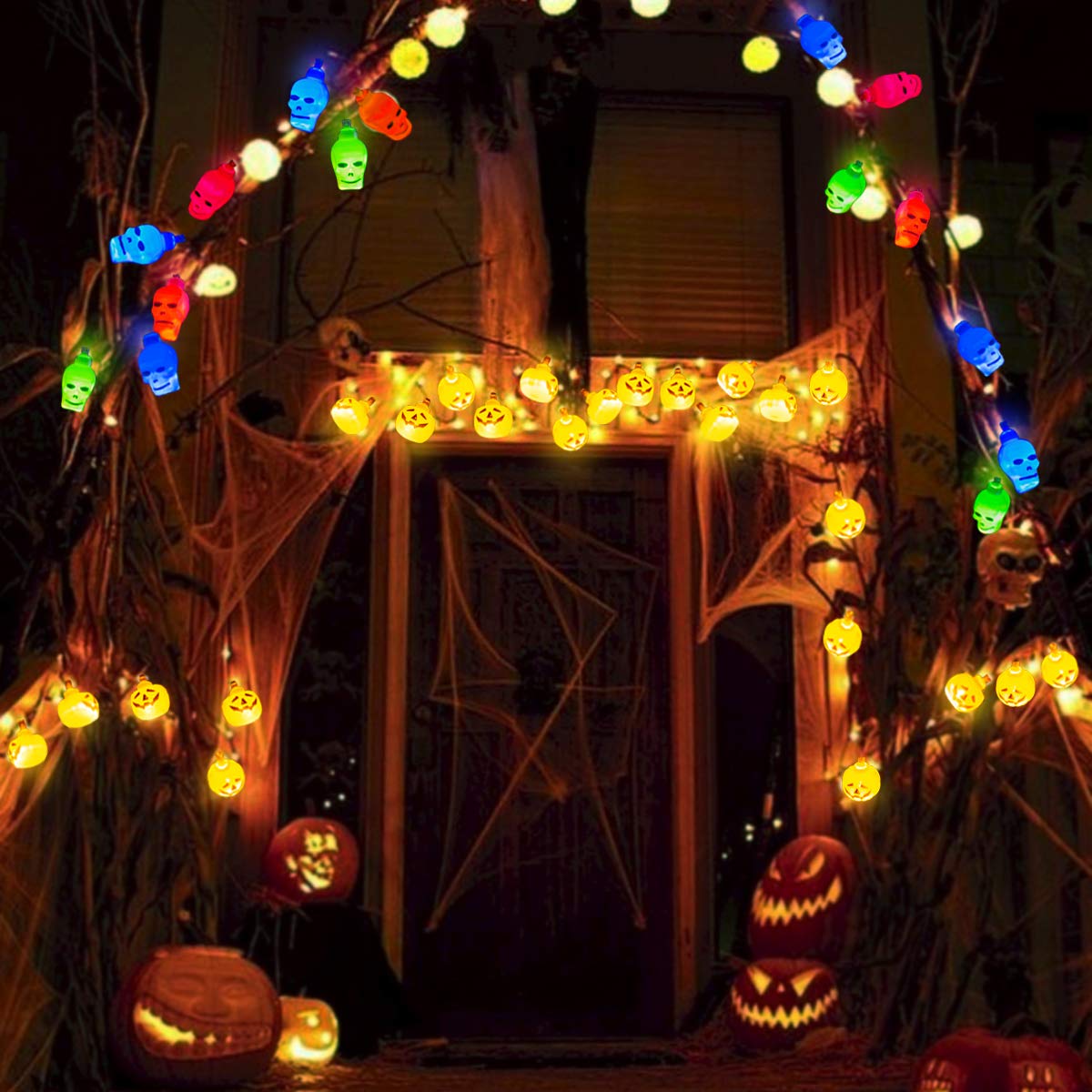 GIGALUMI Halloween Lights Decoration, 12ft 30LED(3D Orange Pumpkin