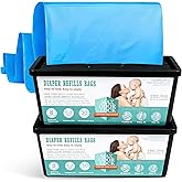 MooMoo Baby Diaper Pail Refill Bags Compatible with Diaper Genie Signature & Platinum, Max Odor Lock, 60 Bags, Holds Up to 28