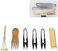 BambooMN Bonsai Tree Pruning Trimming Starter Tool Kit - Leaf Trimmers (Set of 3) and Bamboo Rake