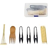 BambooMN Bonsai Tree Pruning Trimming Starter Tool Kit - Leaf Trimmers (Set of 3) and Bamboo Rake