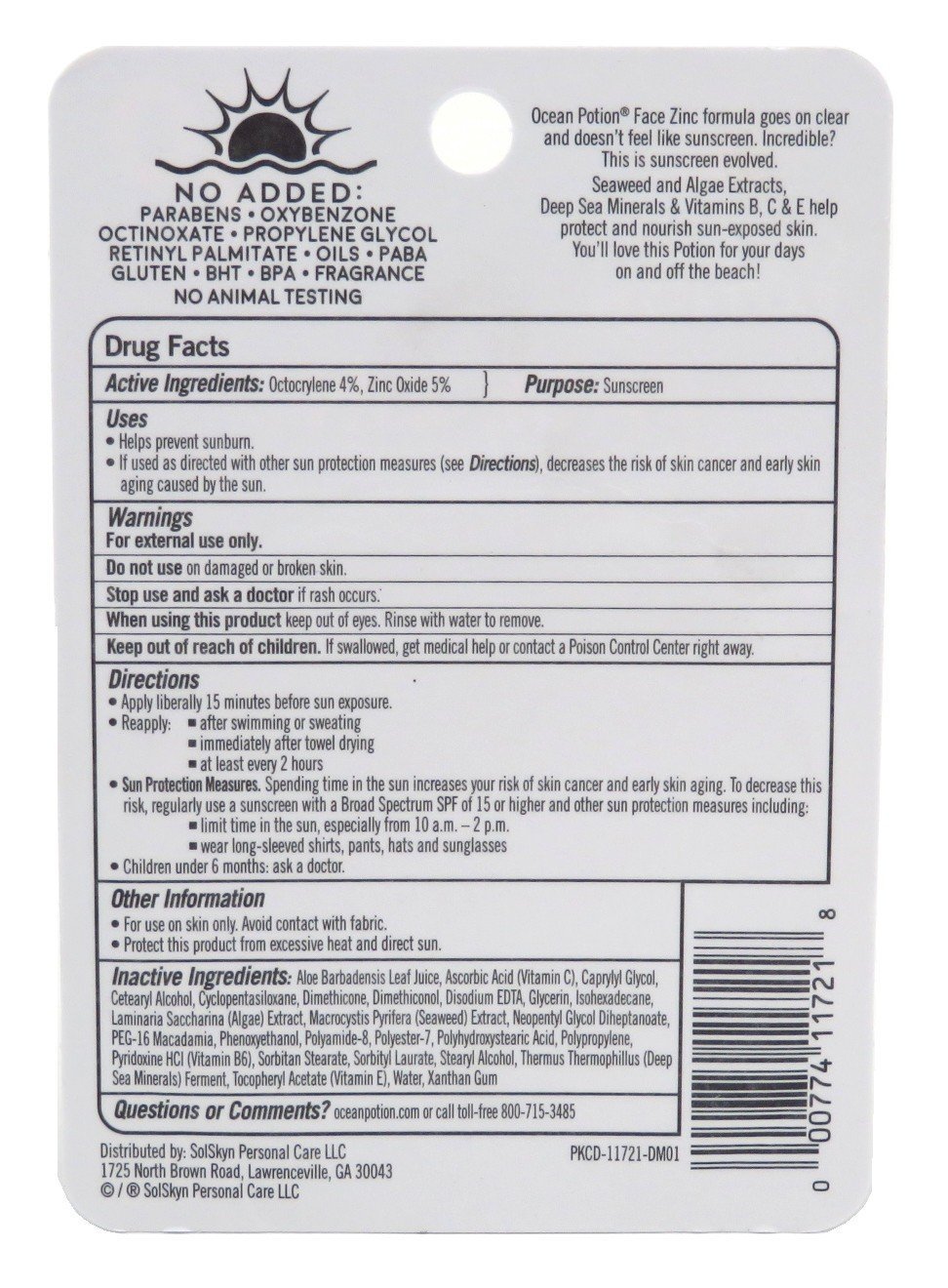 ocean potion face zinc spf 50