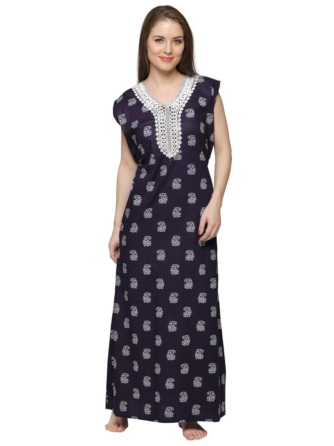 secret wish women's printed cotton nighty