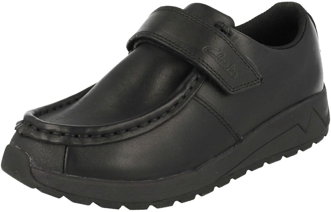 Clarks Boys School Shoes Jojen Trek JNR Black Leather UK Size 2G