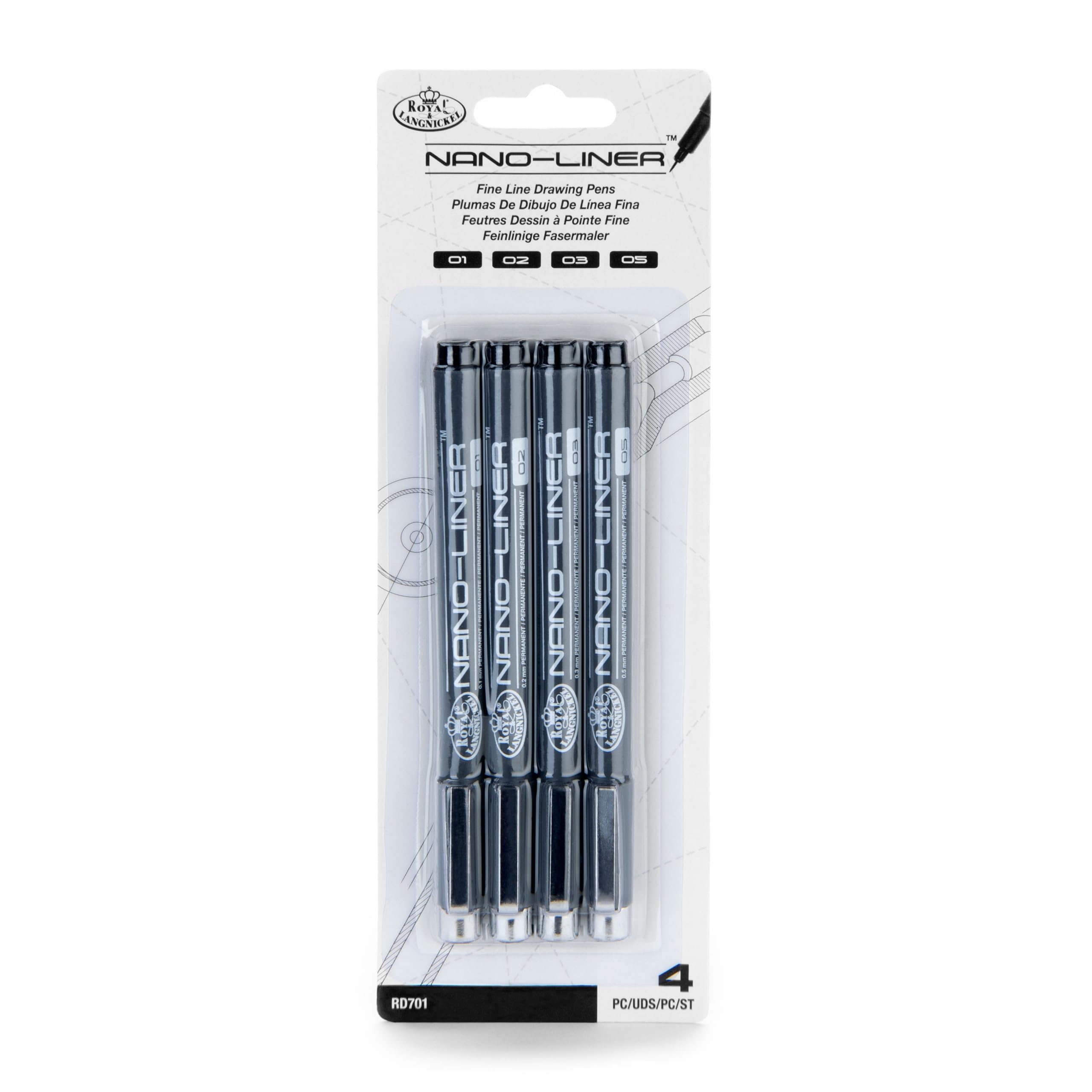 Royal & Langnickel Nano Liner Drawing Pen - Black (Pack of 4)