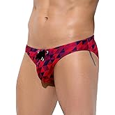 Arjen Kroos Men's Sexy Printed Swim Briefs Tagless Bikini Pattern Swimwear with Drawstrings