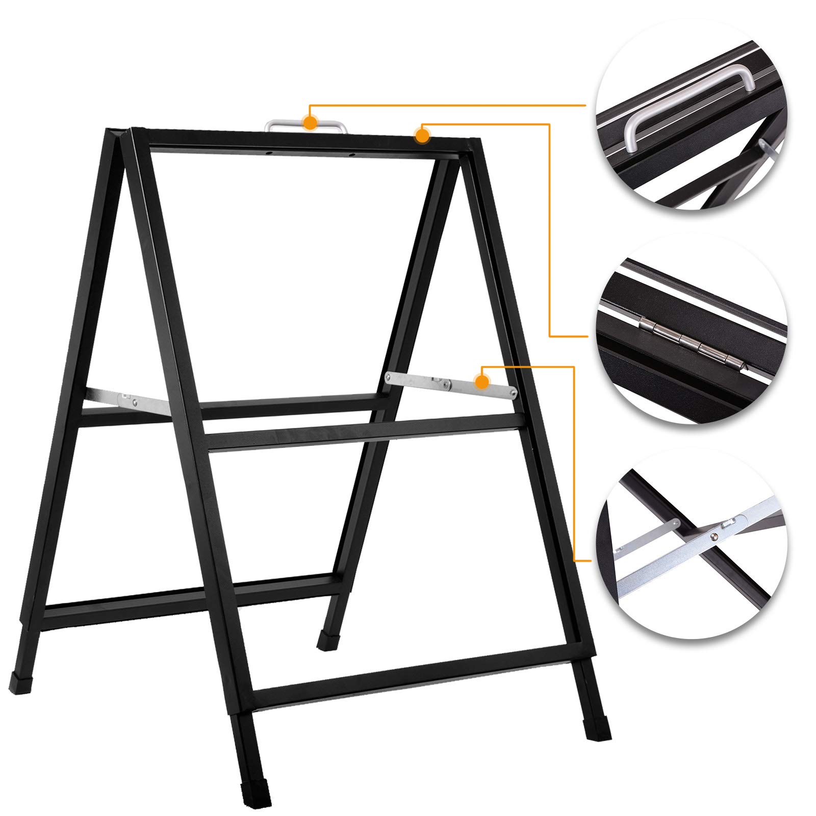 Voilamart Pavement Sign A-Board Sign Display Pavement Board Heavy Duty Steel A-Frame Double Sided Poster Stand Holder for Outdoor Advertising Shop with 2 PVC Panels