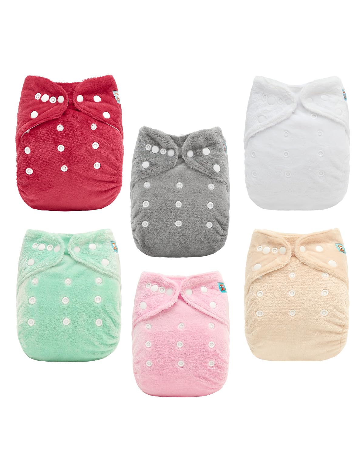 ALVABABY 6 Pack Baby Cloth Diapers Warm for Autumn and Winter with 6pcs 4-Layers Rayon from Bamboo Inserts,Cloth Diaper Covers Adjustable Washable Reusable for Baby Girls and Boys 6BMR02 Image