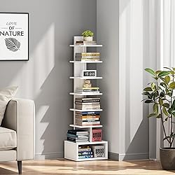 TUTOTAK Narrow Bookshelf, Vertical 8-Tier
