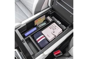 EDBETOS Center Console Organizer Tray Compatible with Nissan Pathfinder Accessories 2022 2023 2024 2025 R53 Interior Secondary Armrest Storage Glove Box Divider ABS Material, Black Trim