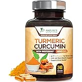 Turmeric Curcumin Supplement 95% Curcuminoids 1950mg with Organic Turmeric & BioPerine Black Pepper Extract for Best Absorption, Natural Vegan Joint Support, Non-GMO, Bottled in USA - 240 Capsules