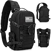 Jueachy Tactical Sling Bag for Men: Everyday Carry Gear 12L EDC CCW Concealed Carry Sling Bag 2-in-1 Shoulder Bag Backpack