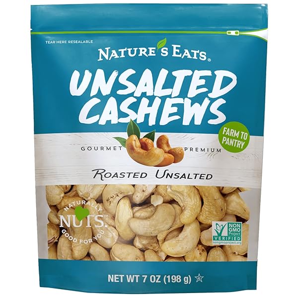 NATURE’S EATS CASHEWS ROASTED NO SALT, 7 OZ