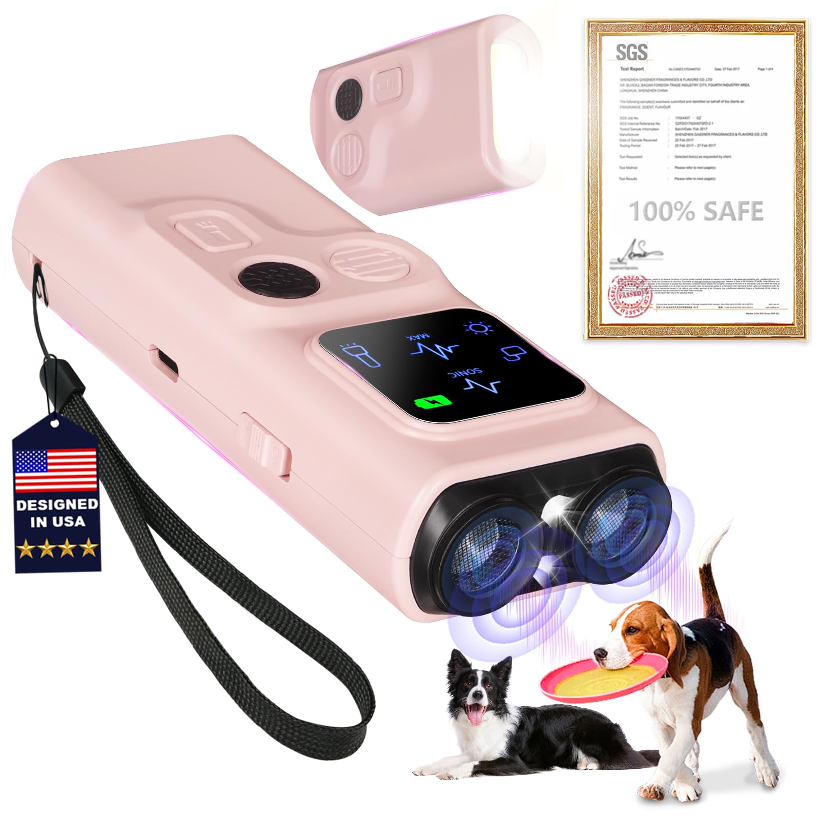 Photo 1 of 2025 U.S. Design - Bark Shield for Dogs [200% Frequency Modulated Ultrasound - German Control Chip] [100% Safe] 1-Second Activation, Dog Bark Deterrent Devices for Indoor and Outdoor Use (Pink)