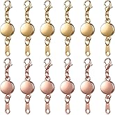 Hicarer 12 Pieces Locking Magnetic Jewelry Clasp Round Necklace Clasp Closures Bracelet Extender for Jewelry Making (Rose Gold, Gold)