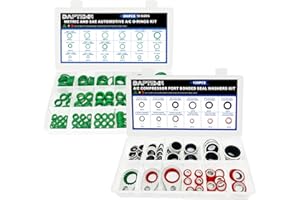 Daptemn 390 PCS Air Conditioning Compressor O Rings and 120 PCS A/C Sealing Washers Kit, 30 Size Air Conditioning Compressor Port Gasket, Repairs Automotive Air Conditioning Systems Bonded Washer