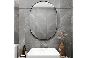NEUWEABY Oval Bathroom Mirror Wall Vanity Oval Mirrors, 20"x30" Black Bathroom Mirrors for Over Sink Pill Mirrors Capsule Wall Mounted Mirror, Modern Mirror with Metal Frame for Wall Decor