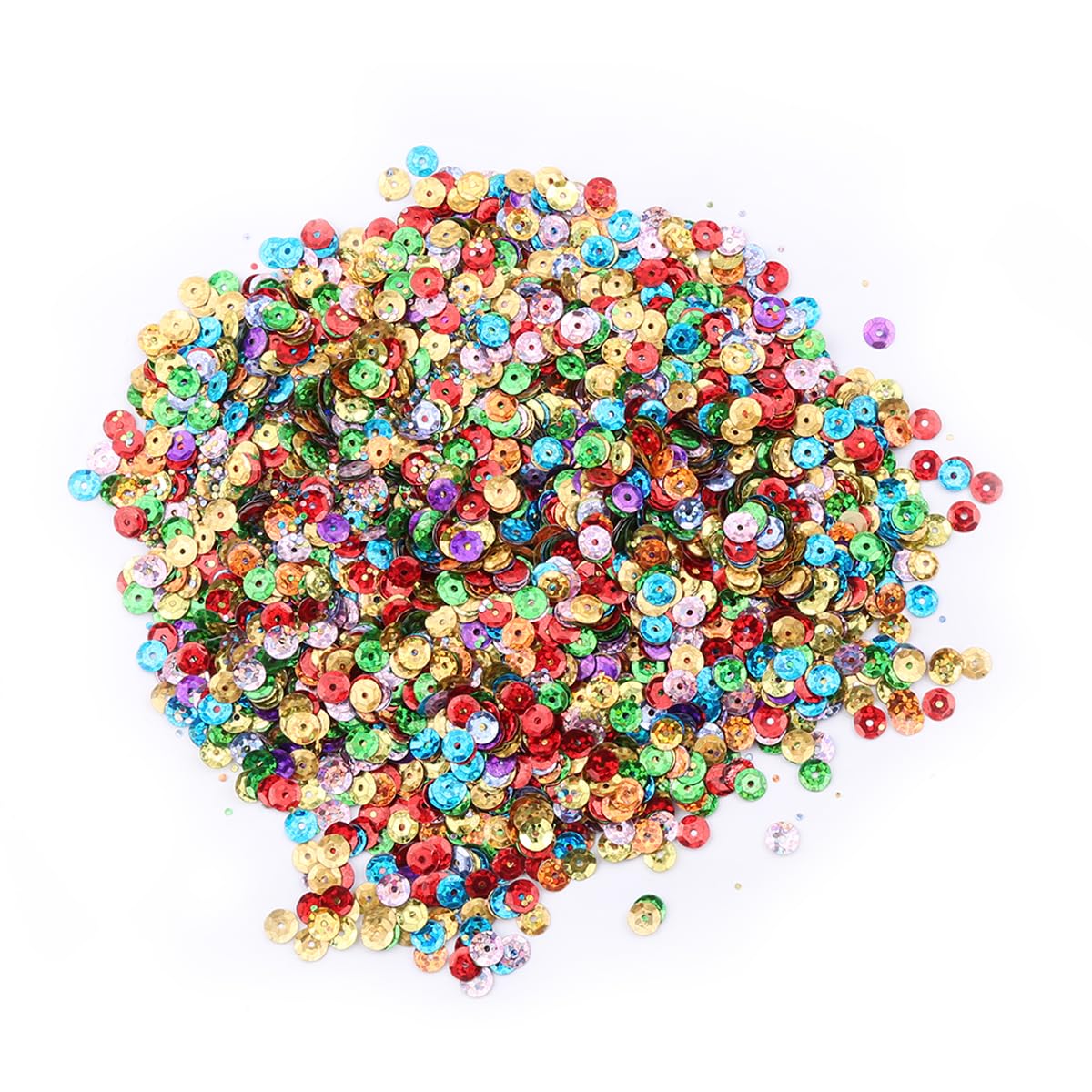 Assorted Holographic Round Dome Sequins - DIY Jewelry, Clothing, and Performance Costume Accessories (100g, Approx. 8000 Pieces, 6mm Diameter, PVC Material)