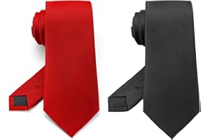 Men's Ties Solid Pure Color 3.15" (8CM) Necktie Black Ties For Men-2Pack