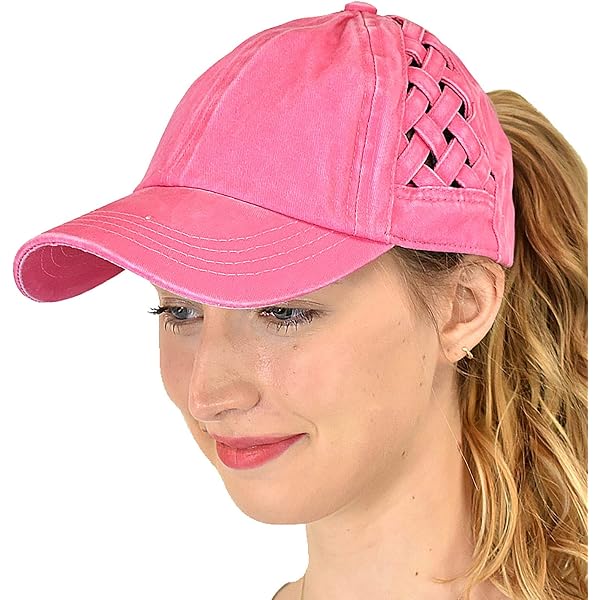 C.C Criss Cross Pattern Ponycap Adjustable Messy High Bun 