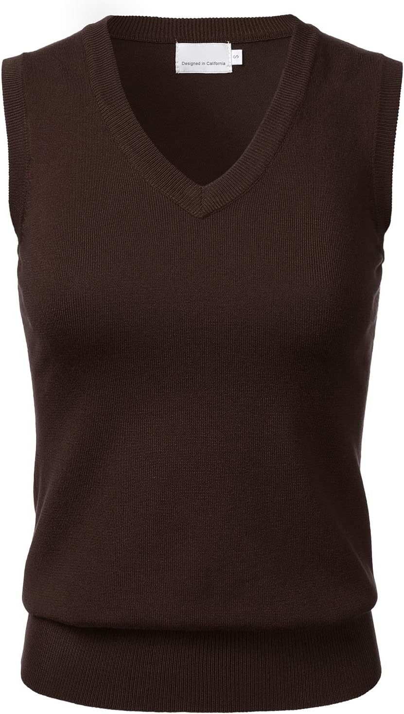 Suéter pulôver feminino liso clássico gola V sem manga suéter suéter