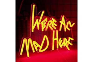 YUELANGDOU We're All Mad Here Neon Signs Alice In Wonderland LED Neon light for Wall Art Letter neon Club Cave Beer Bedroom theme hotel Bar Decorations Christmas Kids Gifts 14.5 * 11 Inches