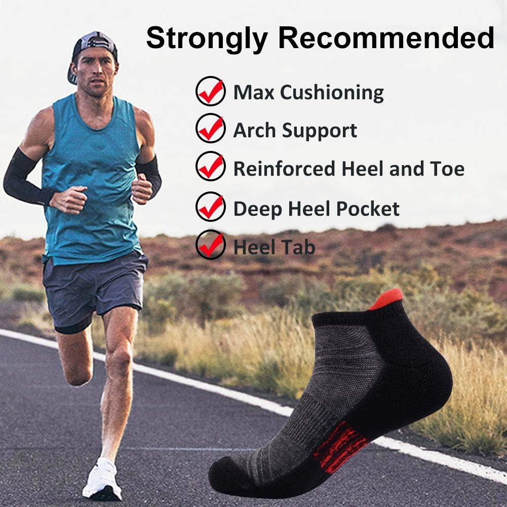 Mens Ankle Low Cut Athletic Tab Socks for Men Sports Comfort Cushion Sock 6 Pack, Multicoloured, Sock Size 10-13 at  Men’s Clothing store