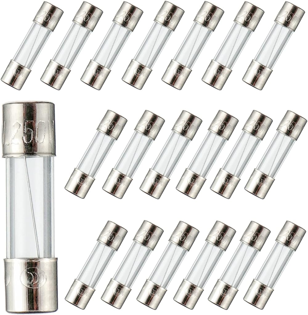 BOJACK 5x20mm 5A 250V Fast Blow Glass Fuse Pack of 20