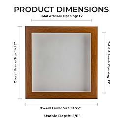 13x13 Shadow Box Frame Light Brown Wood | with a