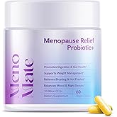 MenoMate Menopause Relief Probiotic + for Women, Supplement Help Allevitate Hot Flashes, Gut Health, Weight Management, Night Sweats, Mood Swings - Hormonal Balance - 60 Vegan Capsules, 10B CFUs