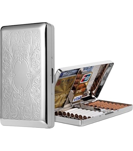 Amazon.com: 120's Soft Leather Cigarette Pouch w/Lighter Pocket Metal Frame  Clasp Top Closure Lt. Brown + RED 2ps Set : Health & Household