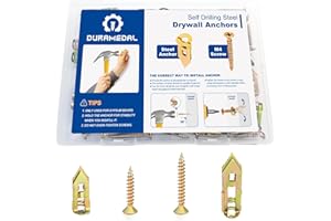 DURAMEDAL Self Drilling Drywall Anchors with Screws Kit - 100 Pcs 4 Sizes Heavy Duty Metal Expansion Anchors for Sheetrock, No Drill Needed, 50lb Rating, 2025 Upgraded Design