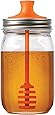 Jarware Honey Dipper Lid for Regular Mouth Mason Jars, Orange