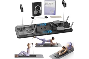 RIRMJOR Ab Roller Abs Workout Equipment - Multifunction Automatic Rebound Abs Machine for Abdominal & Core Strength Training - Ab Wheel Roller with Knee Pad,Timer and Phone Holder for Home Exercise & Gym