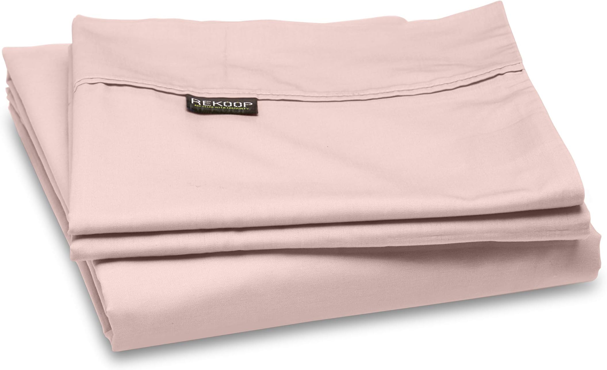REKOOP Eco-Friendly Sheets, Cotton Rich, Smooth Percale Weave, 4 Piece Full, 15” Deep Pocket, Pale Blush