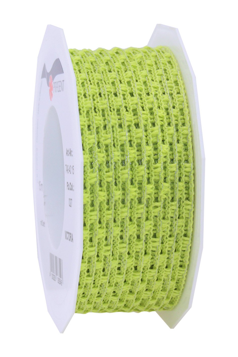 Präsent - Victoria Wired Ribbon Lime Green 15-m-Roll 40 mm width — image 1