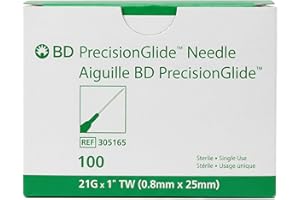 Goodshop - BD PrecisionGlide™ Hypodermic Needles, Sterile, Single‑Use, Latex‑Free, Regular Bevel, Multiple Sizes, Box of 100 