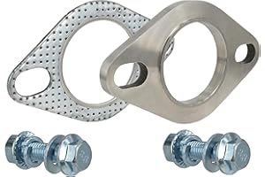 SHINTONES 1.75 Inch 2 Bolt Exhaust Flange and Gasket,Stainless Steel Exhaust Flange Connection Set with Flange Bolts and Nuts (45mm)