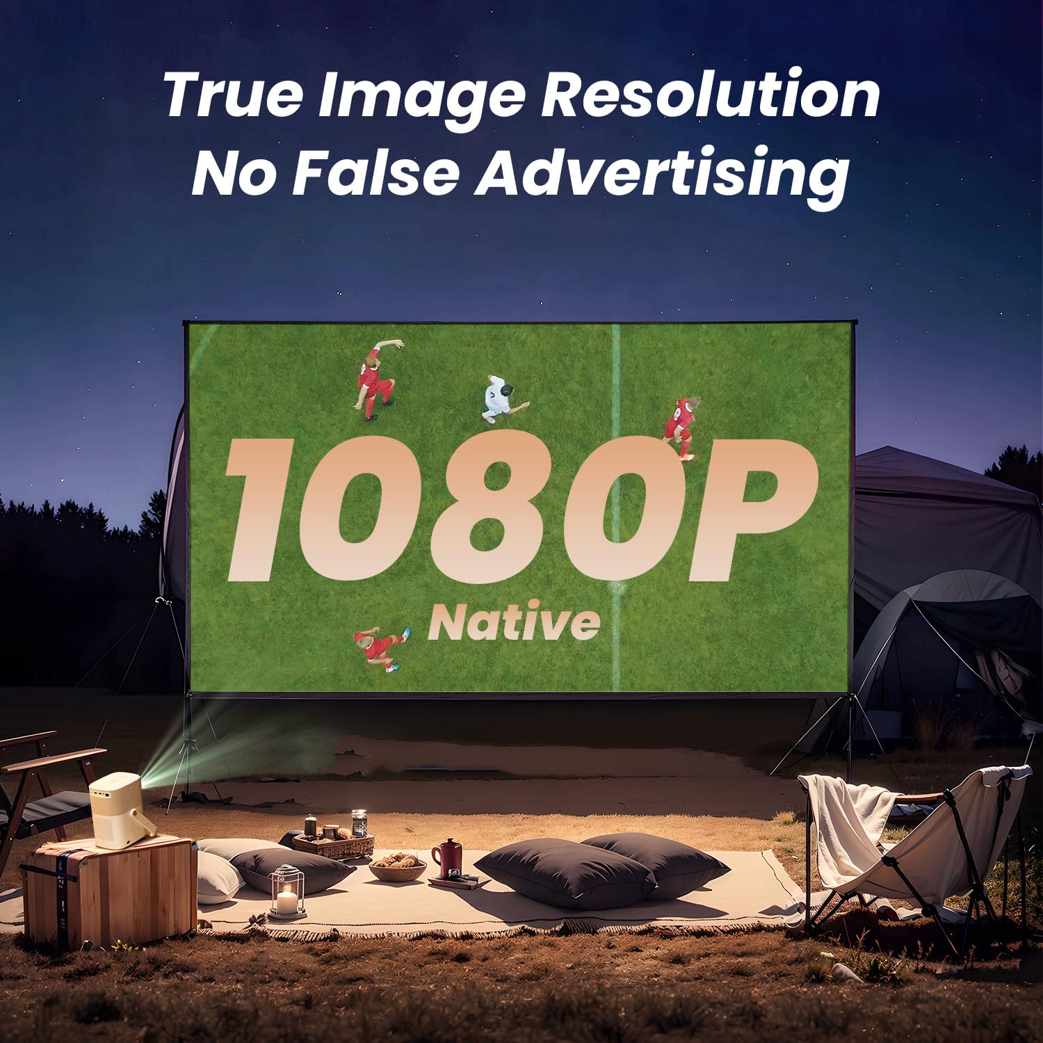 [Sound by JBL & Built-in Battery] Yaber T2 Outdoor Projector with WiFi 6 and Bluetooth, Native 1080P Smart Movie Portable Projector for Inside and Outside, Compatible with TV Dongle (Not included)