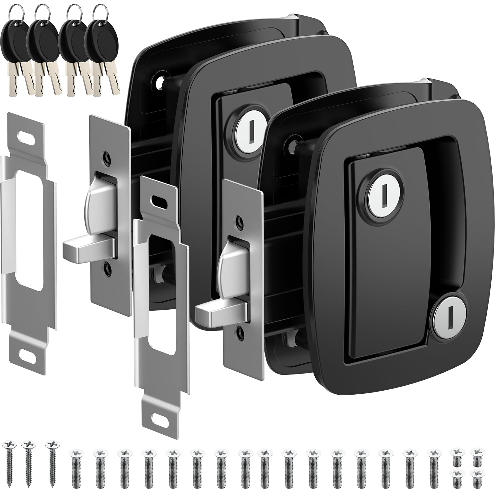 Photo 1 of WELLUCK RV Door Lock Replacement with Paddle Deadbolt, 100% Metal Camper Door Latch Handle Lock, RV Entry Door Lock for Camper Horse Travel Trailer Cargo Hauler
