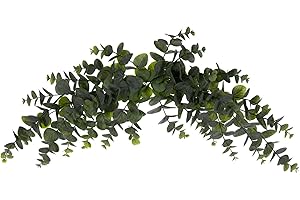 Vickerman 32" Artificial Green Spiral Eucalyptus Crescent Swag