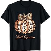 Cute Leopard Pumpkin Fall Autumn Season for Women Girls T-Shirt