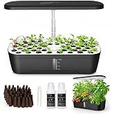 52 Pods Smart Hydroponics Growing System Indoor Herb Garden with Auto Timer | 24W Full-Spectrum Grow Light, 4L Water Tank, Quiet Pump, Height Adjustable, Great for Herbs Veggies in Kitchen &amp; Office