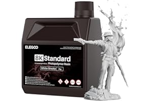 ELEGOO 8K Water Washable Resin, High Precision 3D Printer Resin, 405nm Fast UV-Curing Photopolymer Resin, Compatible with Saturn Mars Jupiter MSLA DLP LCD 3D Printer, White Smoke 2000g