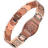 Fashtour Magnetic Bracelet and Ring Set for Men, 99.99% Pure Copper Jewelry, Adjustable Cross & Celtic Knot Design, Gift for Dad