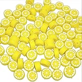 200Pcs Yellow Lemon Polymer Clay Beads Fruit Charm Flat Spacer Beads Making Supplies for Necklace Earring Bracelet Making Lemon Beading Supplies Arts, Crafts and Sewing 10mm