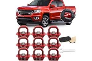 JINCHEN Aluminum Tie Down Anchors 9 Pcs Truck Bed Set Side Wall Anchor fit for 2007-2023 Chevy Silverado/GMC Sierra, 2015-2023 Chevy Colorado/GMC Canyon (Red)